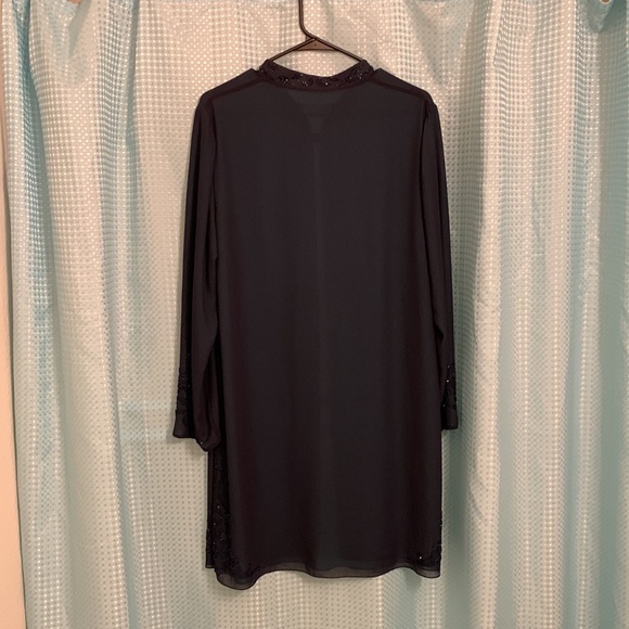 Windsmoor Navy Blue Cape, Turquoise Lining, Beaded,Size 14, 100% Polyester - Picture 2 of 10